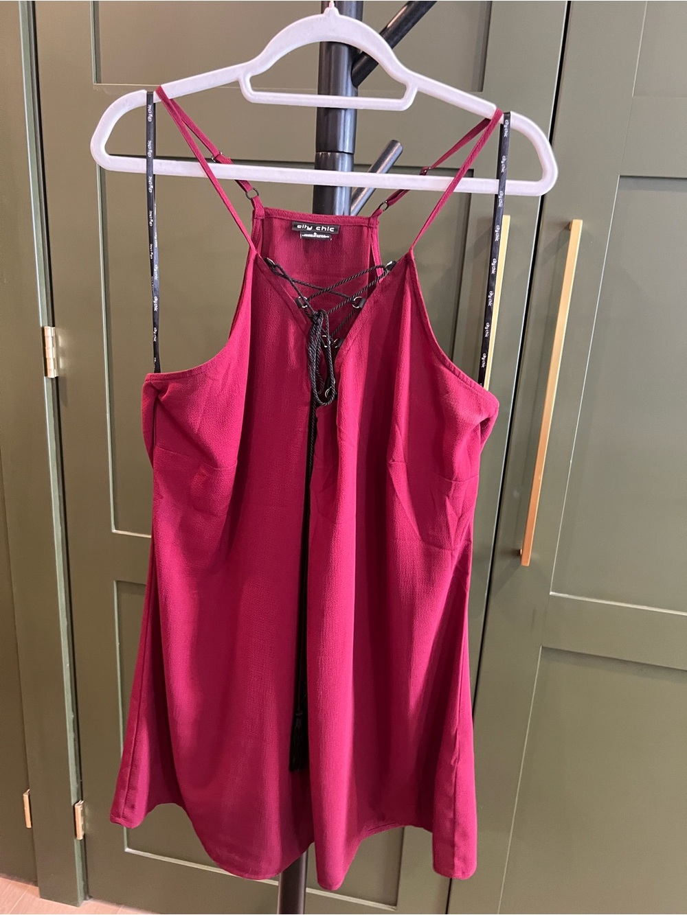 City Chic Plum Lace-Up Tank Top